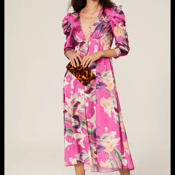 PatBO Dresses & Skirts - PatBO Pink Floral Puff Sleeve Dress $550